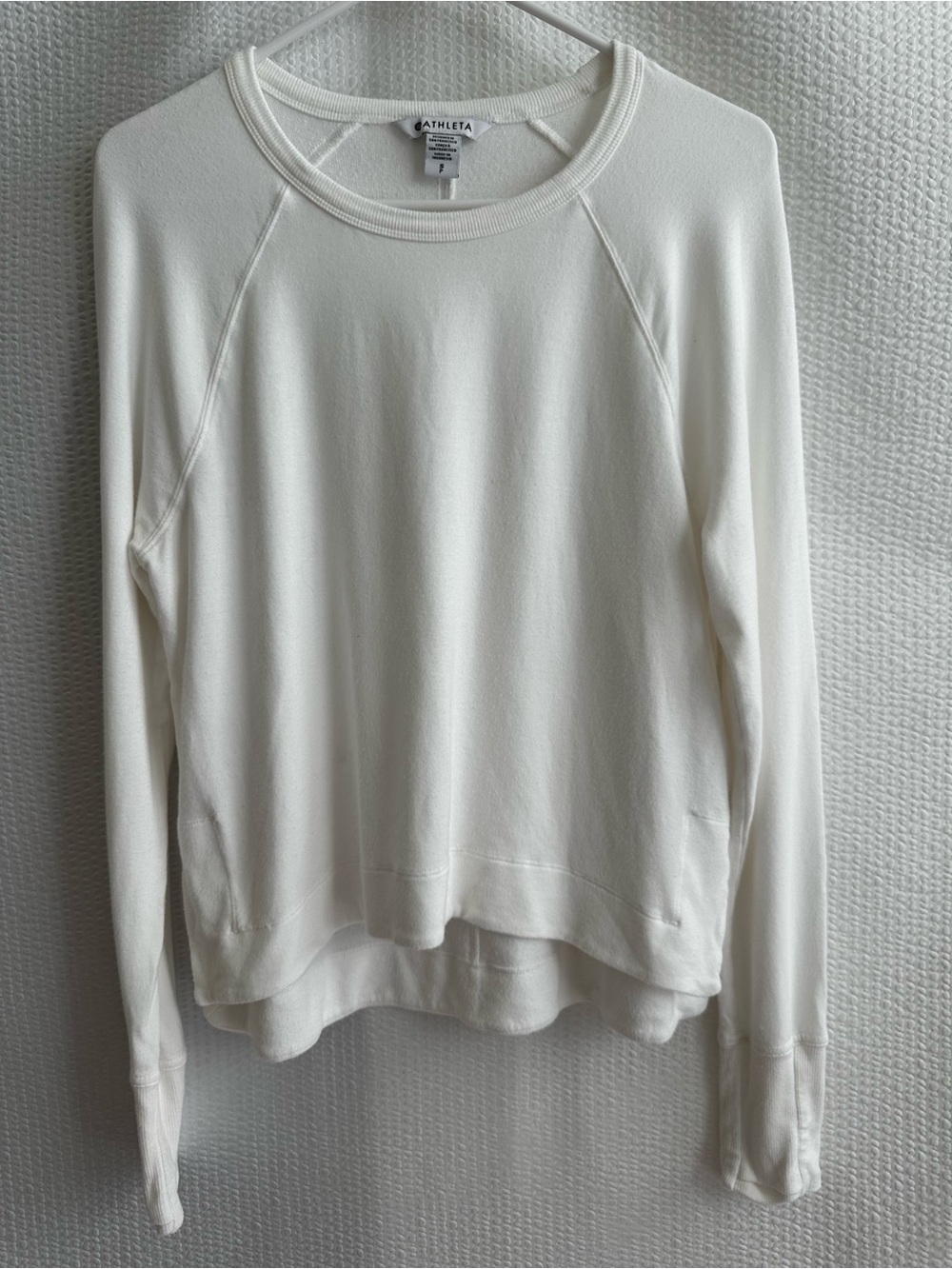 ATHLETA Coaster Luxe Recover High Hip Sweatshirt White Nirvana Modal Small